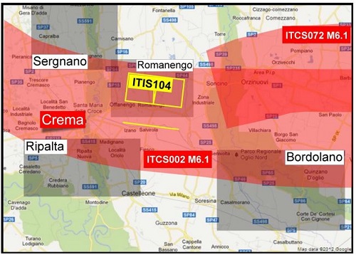 Zone di stoccaggio in Lombardia, quelle rosse sono zone a rischio sismico, in quelle nere dovrebbe essere stoccato il gas.