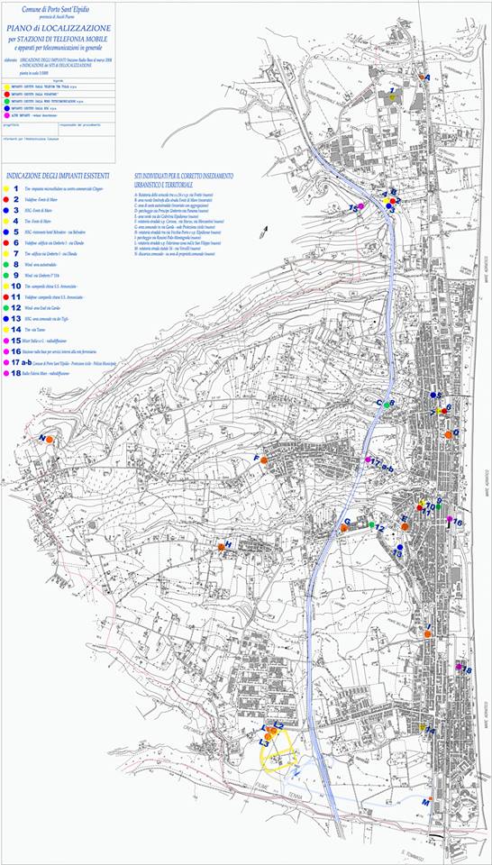 Planimetria dei siti individuati per la costruzione di antenne a Porto Sant'Elpidio